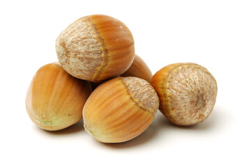 Hazelnut on white background