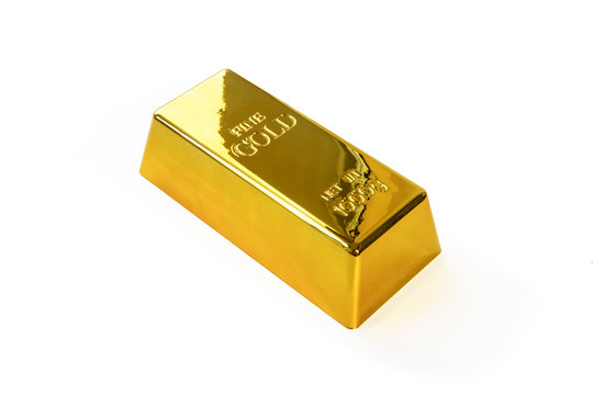 1kg gold bullion, gold ingot isolated . gold bar on white background