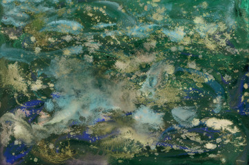 Obraz premium Abstract background, hand-painted texture, watercolor painting, splashes, drops of paint, paint smears. Design for backgrounds, wallpapers, covers and packaging.