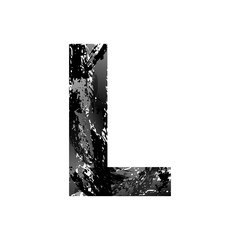 Grunge Letter L. Black Font Sketch Style Symbol