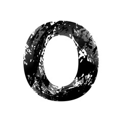 Grunge Letter O. Black Font Sketch Style Symbol