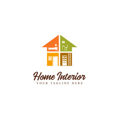 home interior furniture flat style logo design