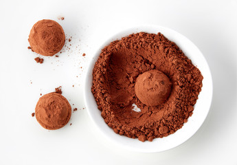 chocolate truffles covered with cocoa
