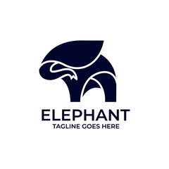 Elephant Silhouette Design concept Illustration Vector Template