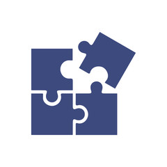Puzzle compatible icon in flat style. Jigsaw agreement illustration on white isolated background. Cooperation solution business concept. - obrazy, fototapety, plakaty