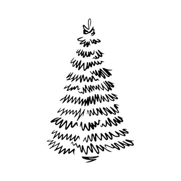 Hand drawn Christmas tree, doodle pine tree, for cards and package design, EPS 8