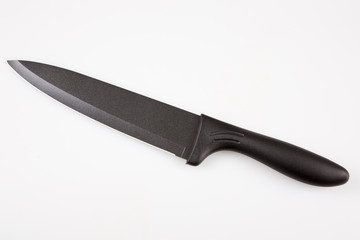 black kitchen knife modern on white background