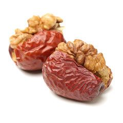 Jujube walnut on white background
