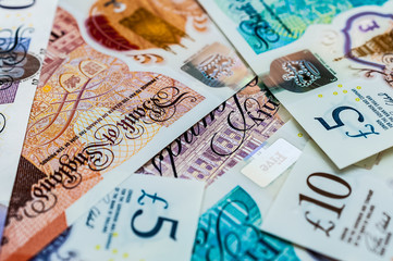 British pounds banknotes - obrazy, fototapety, plakaty