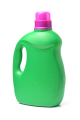 Plastic detergent container on white background