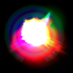 Bright white flash or explosion with colored edges with space for design elements