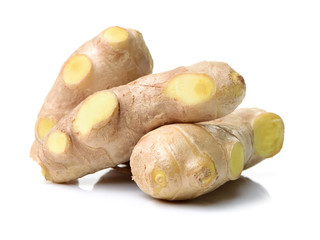 fresh ginger on white background 