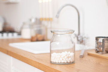 Bright Christmas kitchen . Kitchen interior. Holiday decoration.