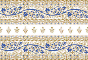 Seamless floral border with traditional Asian design elements