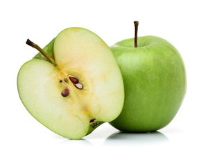 Green apple on white background