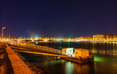 Budapest, Hungary-October 01, 2019: Colorful night panorama of Budapest