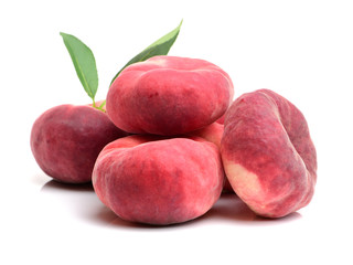 chinese flat peaches on white background 