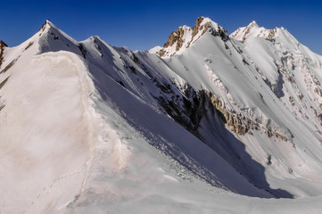 Sharp slopes of the Nanga Parbat peak 8,126 meters well known as the killer mountain