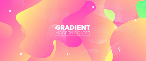 Abstract Wave Shapes. Pink Gradient Poster. 