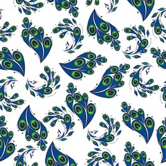 Seamless pattern with peacock feathers.