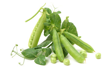 Fresh peas isolated on white background 