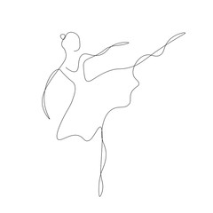 Ballet dancer silhouette continuous line drawing, vector illustration