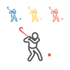 Field Hockey player line icon. Vector signs for web graphics