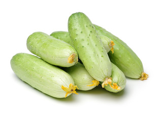 Green cucumber on the white background