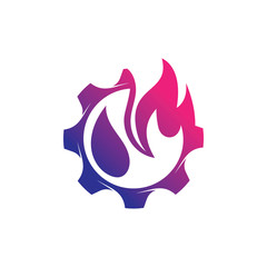 Gear Fire Logo Template vector icon illustration design