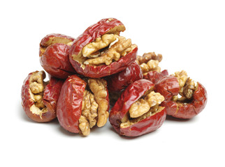 Jujube walnut on white background
