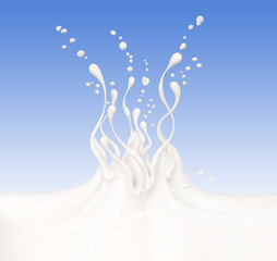 Splash of milk abstract background 3d rendering