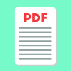 Pdf document flat design icon isolated on blue. Vector illustration 
