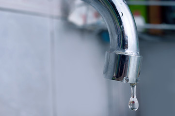 Dripping Old Silver Faucet, Tap. Bath or Kitchen Faucet Gasket Needs Repair.