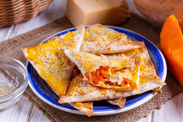 Samosa with pumpkin - traditional oriental pastries.