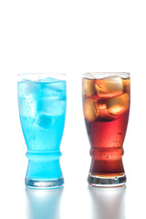 Soft drinks on a white background