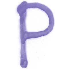 Spray graffiti letter with paint splashes on the white isolated background.