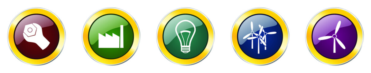 Set of colorful web glossy vector icons, time, clock, padlock, power buttons in eps 10 for webdesign and mobile applications on white background