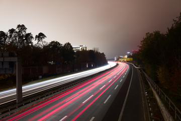 German autobahn at night