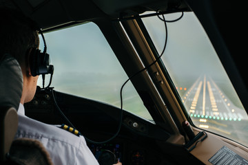 Pilot bei der landung 