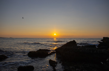 Бакинская бухта на восходе дня