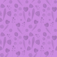 seamless pattern with cute watercolor illustration of stylized flowers.