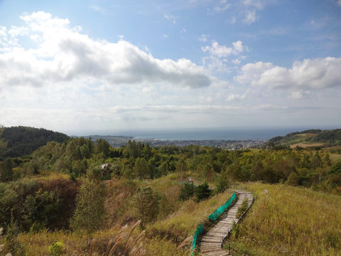 西山山麓火口展望台からの眺望（北海道洞爺湖町）