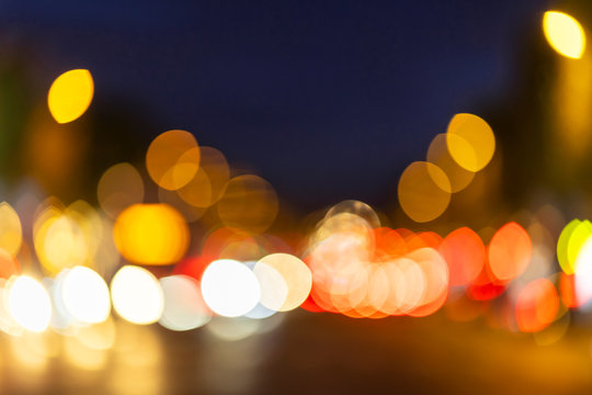 Lichter Stra&szlig;enverkehr Paris Nacht Champs Elys&eacute;es unscharf Hintergrund Stimmung Lights Traffic Blurred Punkte Stra&szlig;e rot gelb verschwommen Fokus Frankreich