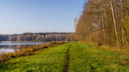 Zalew Czapielówka w Czarnej Białostockiej, Puszcza Knyszyńska, Polska złota jesień, Podlasie