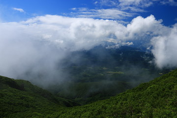 岩木山　山頂からの風景　日本海