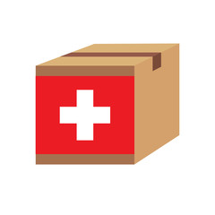 Delivery packaging brown box with Switzerland flag,vector illustration