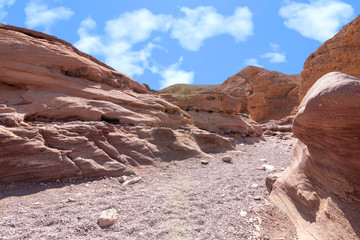 Stone Walkway in the Spectacular Slot Red Canyon. Travel Israel