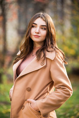 stylish woman in autumn park