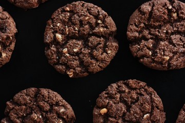 Delicious Christmas chocolate cookies with nuts for Breakfast