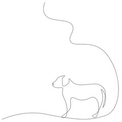 Puppy continuous line drawing, vector illustration